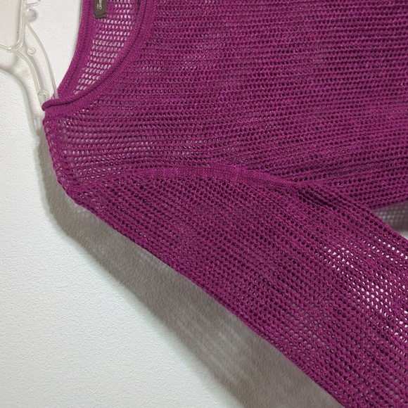 Tommy Bahama Womens Sweater Linen Cotton Crocheted Boho Barbie Pink Swim Medium - Picture 4 of 8